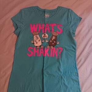 Justice Teal Tee with Pink Accents